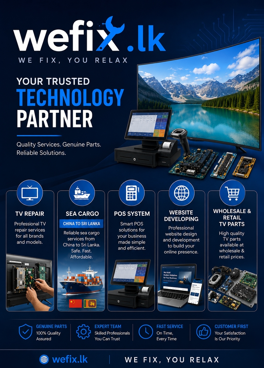 TV repair technician workspace with tools and diagnostics equipment