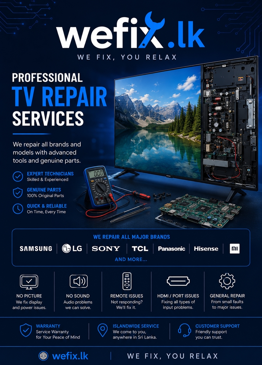 TV spare parts and electronic components for television servicing